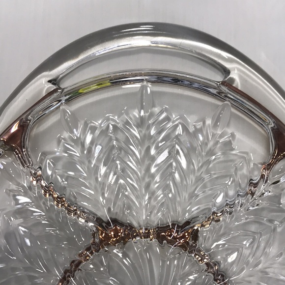 Vintage JEANETTE Glass Oval Gold Trim Divided Serving Tray with Handles - Picture 9 of 11